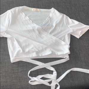 white criss cross crop top